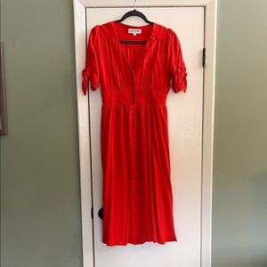 Brass and Rose orange/red midi dress